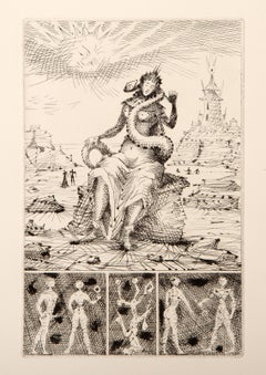 Le Taureau Blanc I, Surrealist Etching by Lucien Coutaud