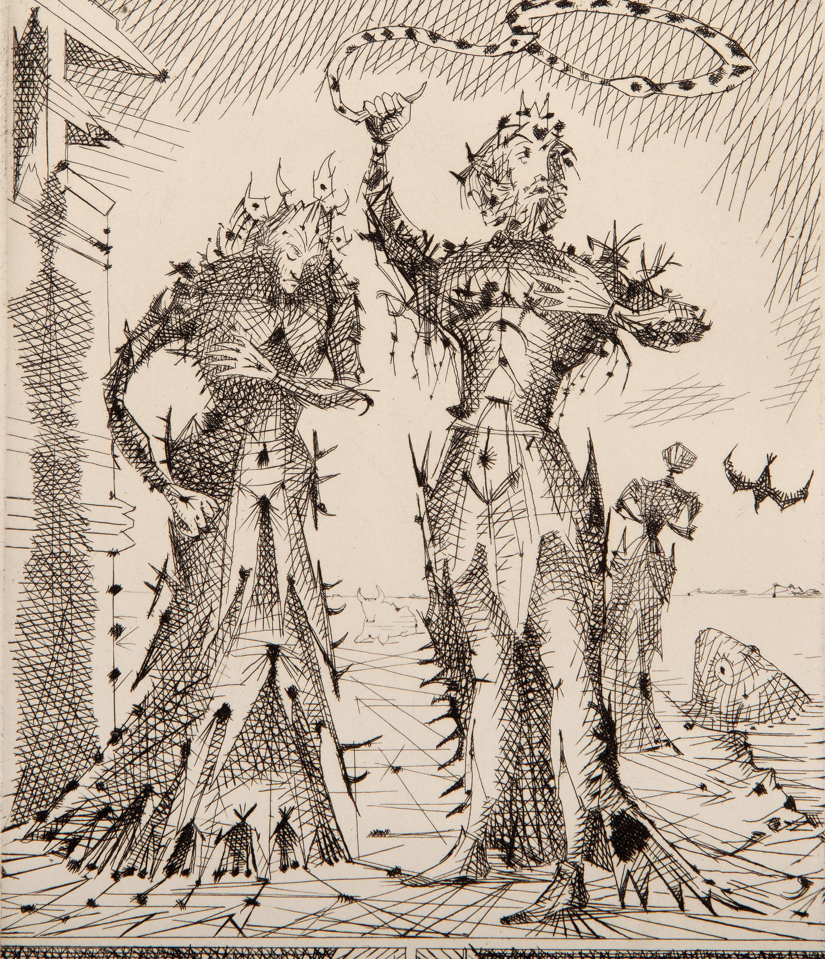 Le Taureau Blanc II, Surrealist Etching by Lucien Coutaud For Sale 1