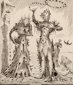 Le Taureau Blanc II, Surrealist Etching by Lucien Coutaud