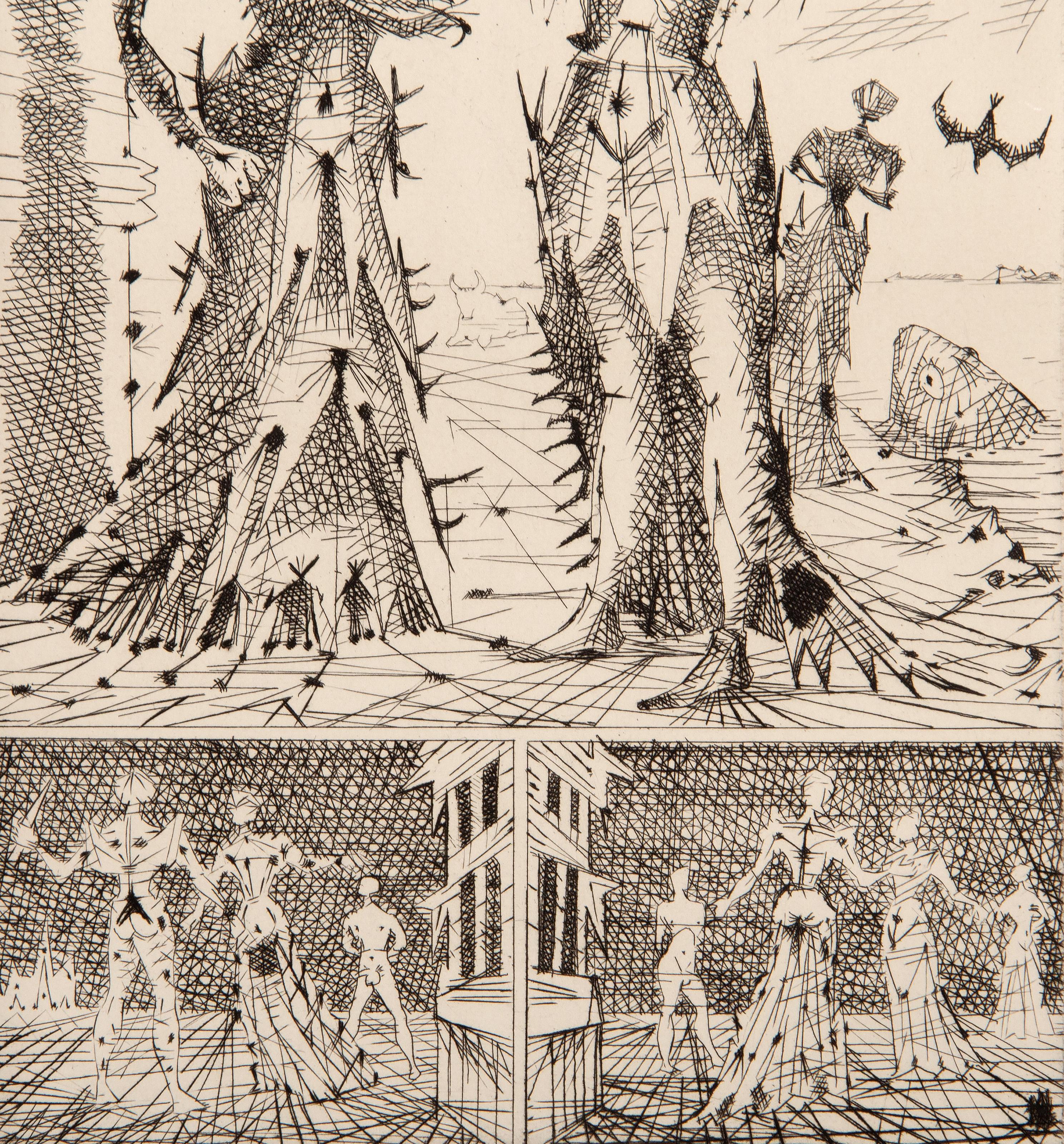 Le Taureau Blanc II, Surrealist Etching by Lucien Coutaud For Sale 2