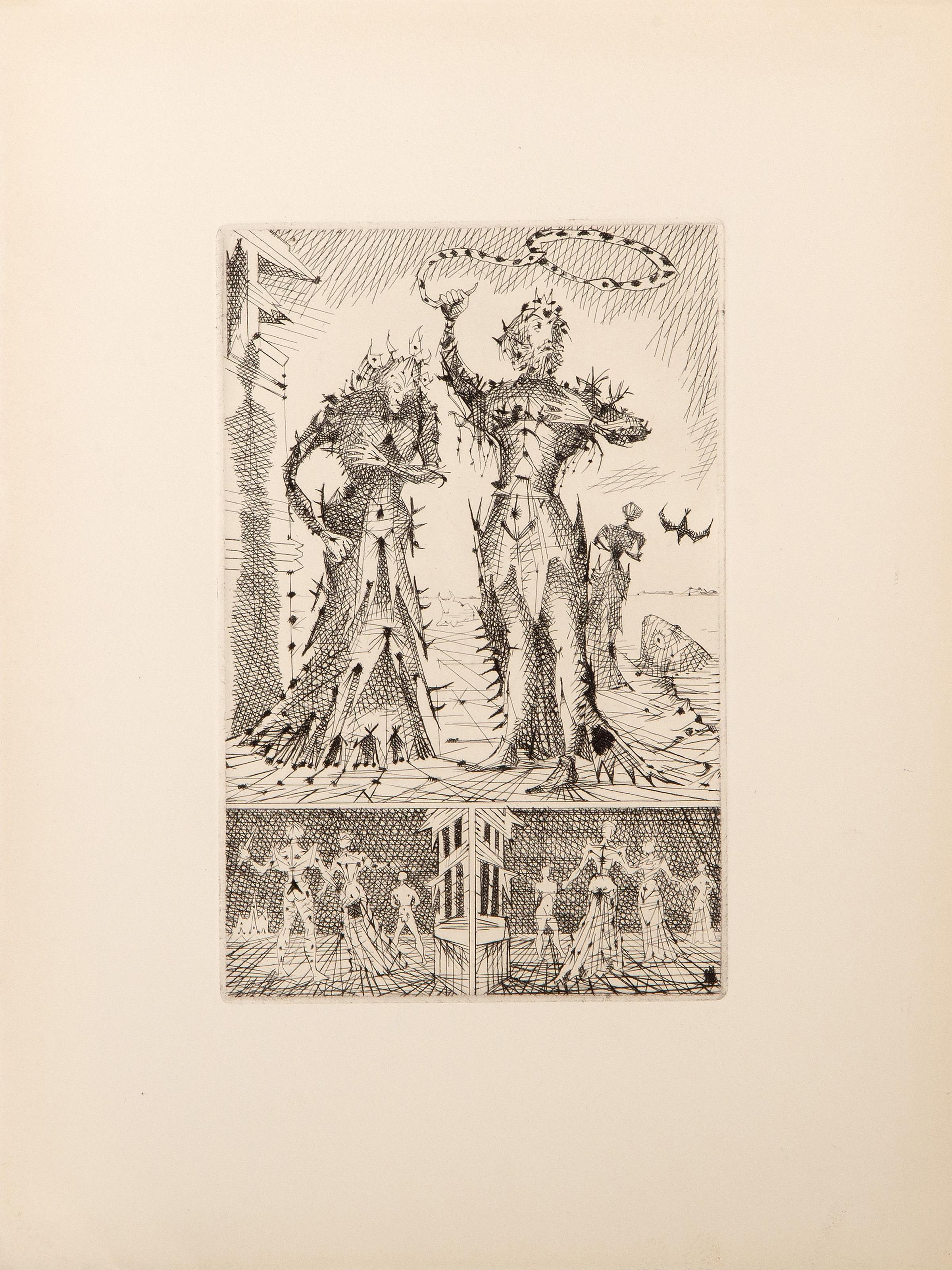 Le Taureau Blanc II, Surrealist Etching by Lucien Coutaud For Sale 3