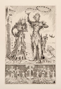 Le Taureau Blanc II, Surrealist Etching by Lucien Coutaud