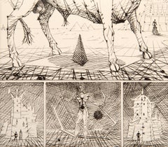 Le Taureau Blanc III, Surrealist Etching by Lucien Coutaud