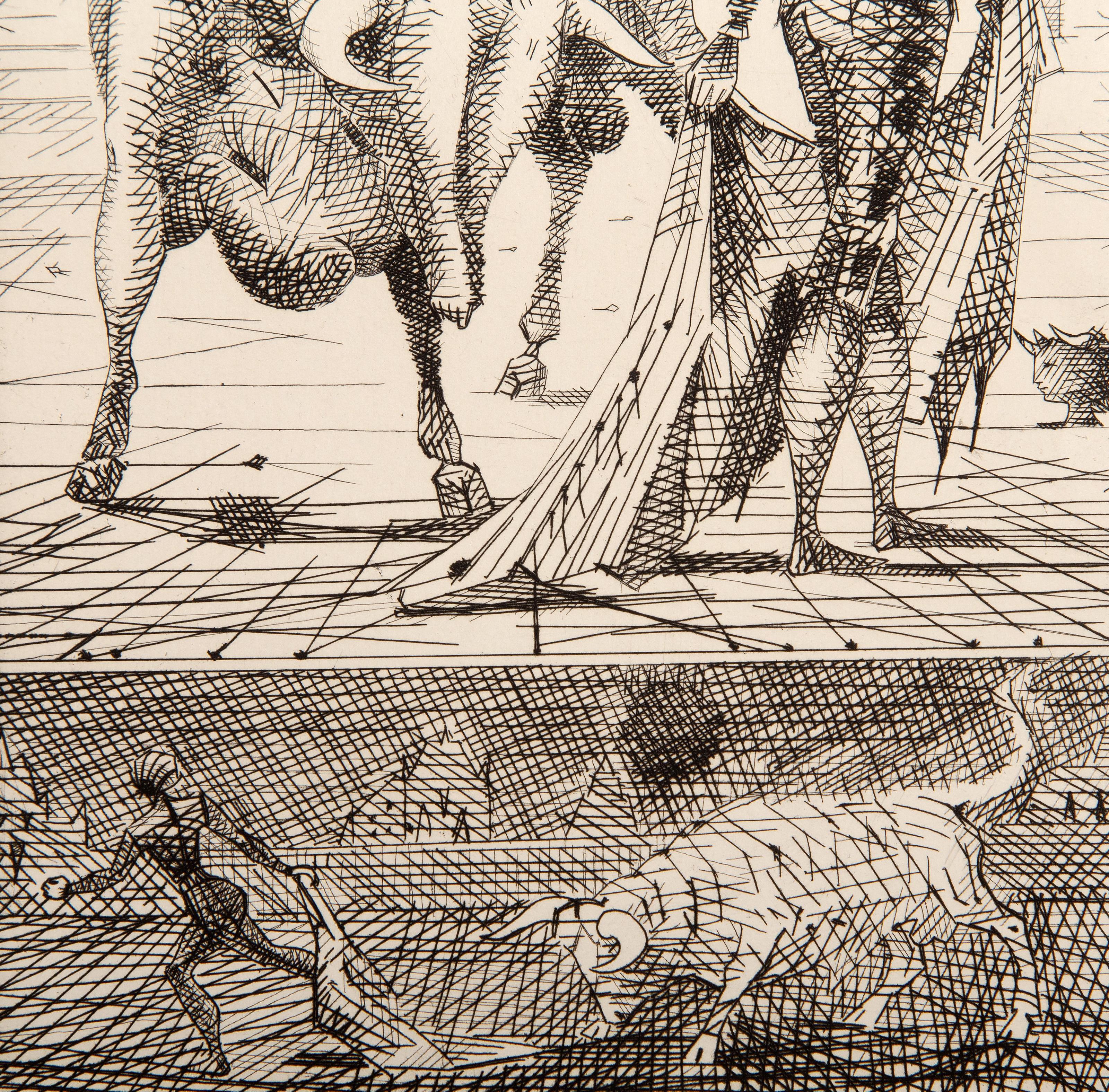 Le Taureau Blanc IV, Surrealist Etching by Lucien Coutaud For Sale 2