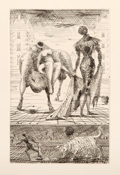 Le Taureau Blanc IV, Aguafuerte surrealista de Lucien Coutaud