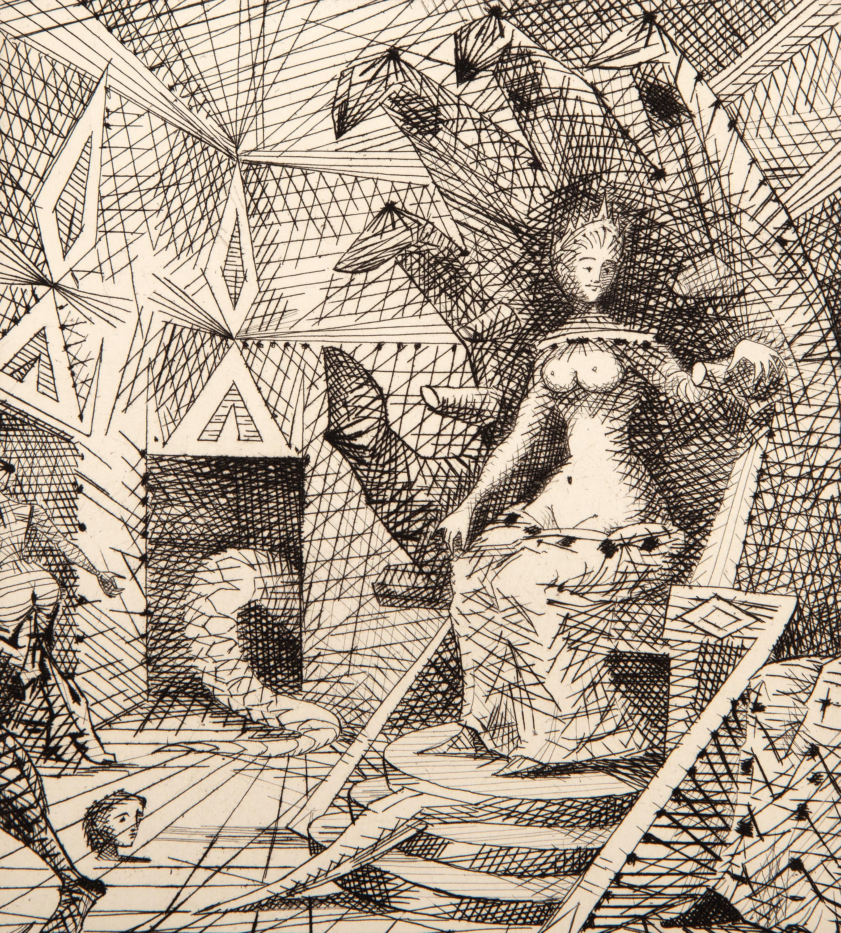 Le Taureau Blanc Plate IX, Surrealist Etching by Lucien Coutaud For Sale 1