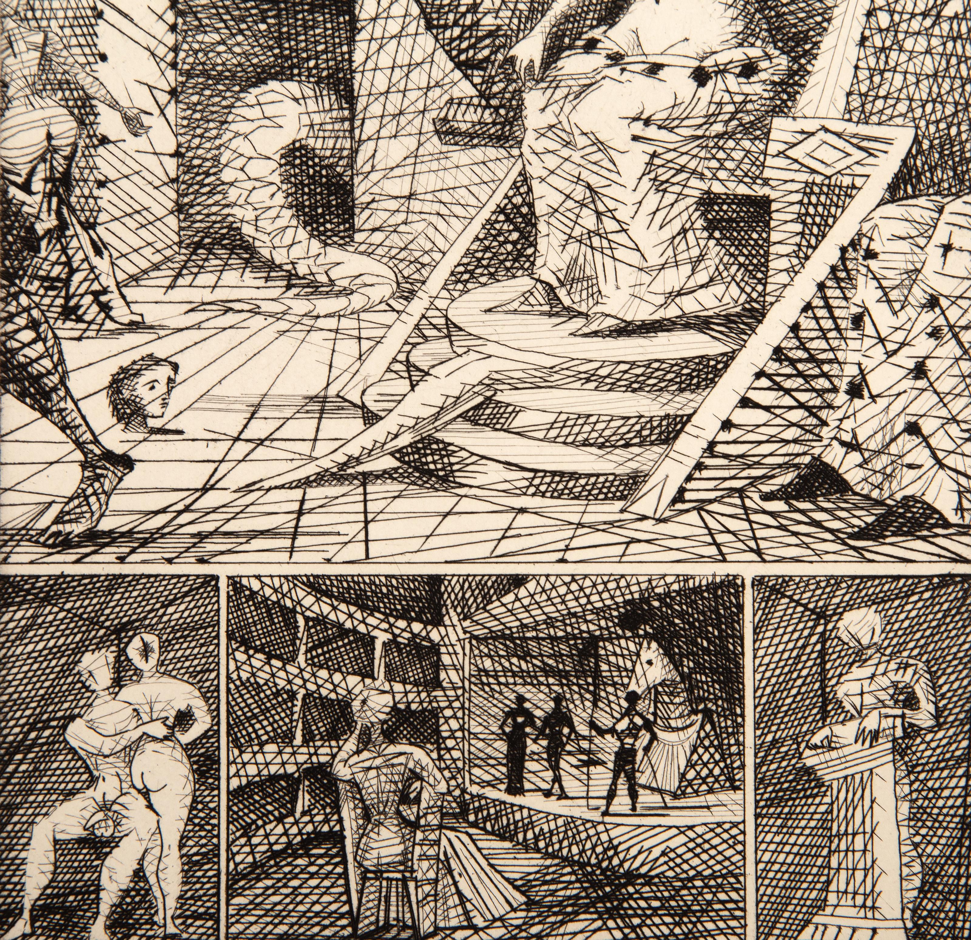 Le Taureau Blanc Plate IX, Surrealist Etching by Lucien Coutaud For Sale 2