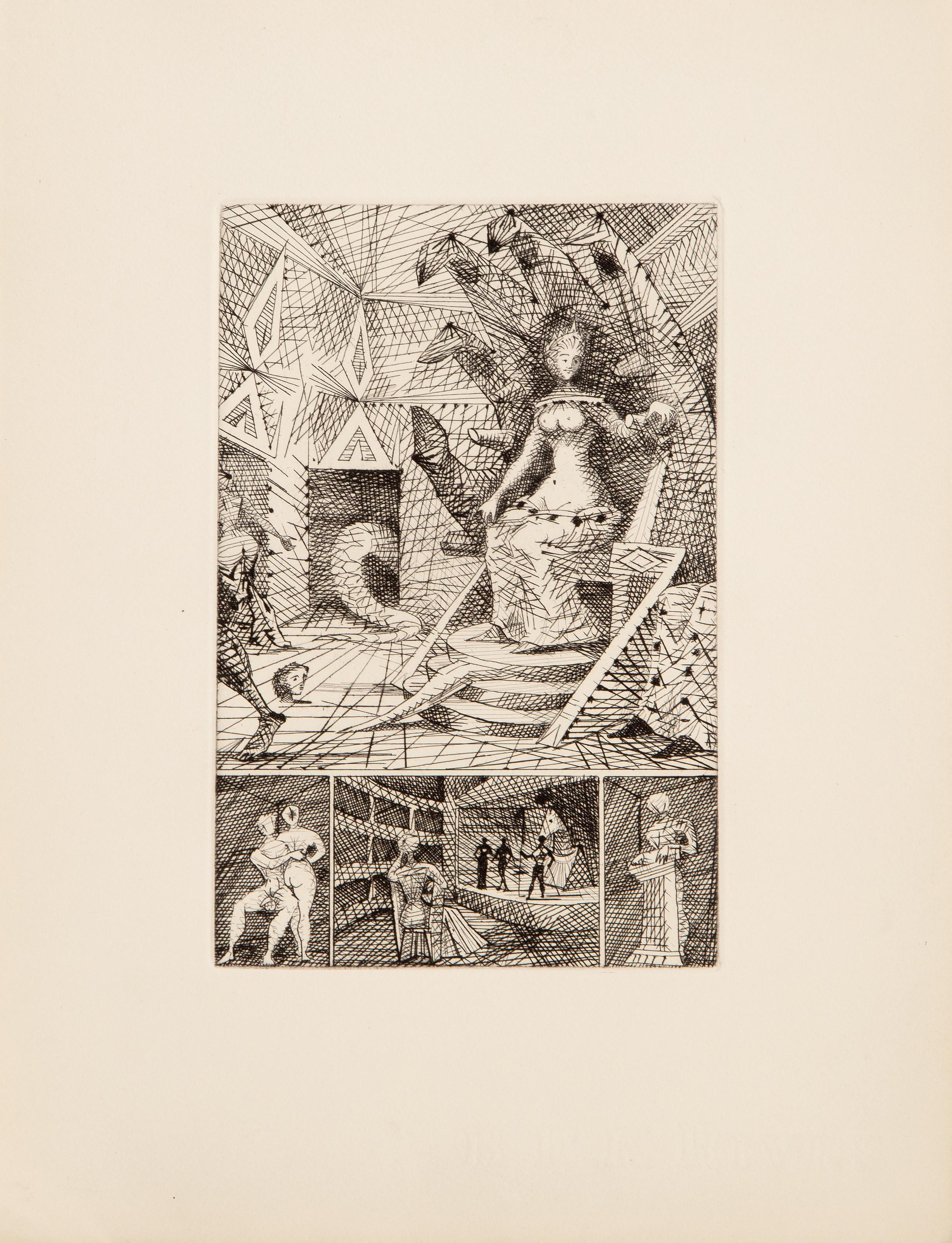 Le Taureau Blanc Plate IX, Surrealist Etching by Lucien Coutaud For Sale 3