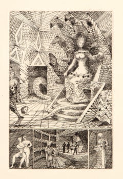 Le Taureau Blanc Plate IX, Surrealist Etching by Lucien Coutaud