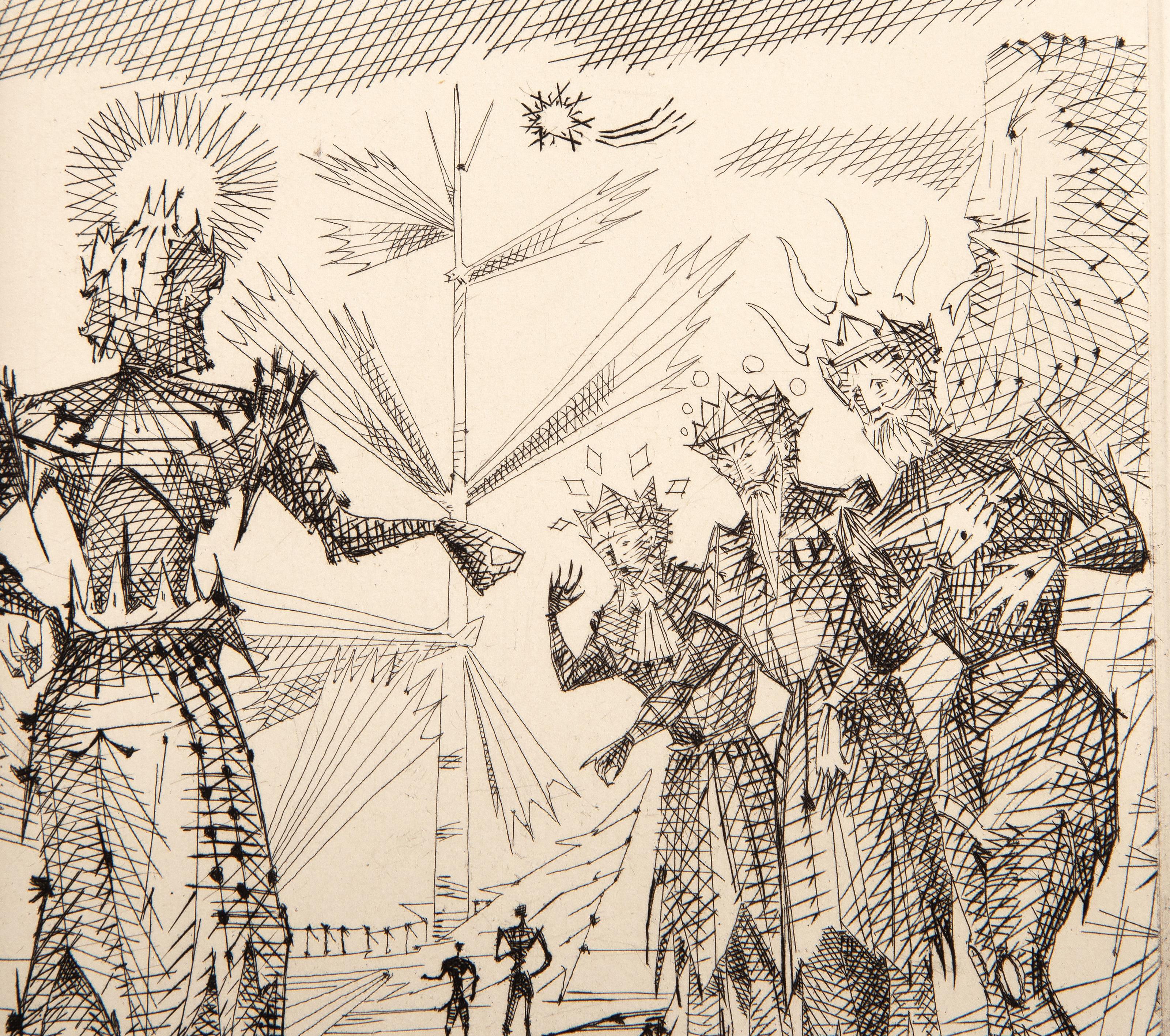 Le Taureau Blanc Plate V, Surrealist Etching by Lucien Coutaud For Sale 1