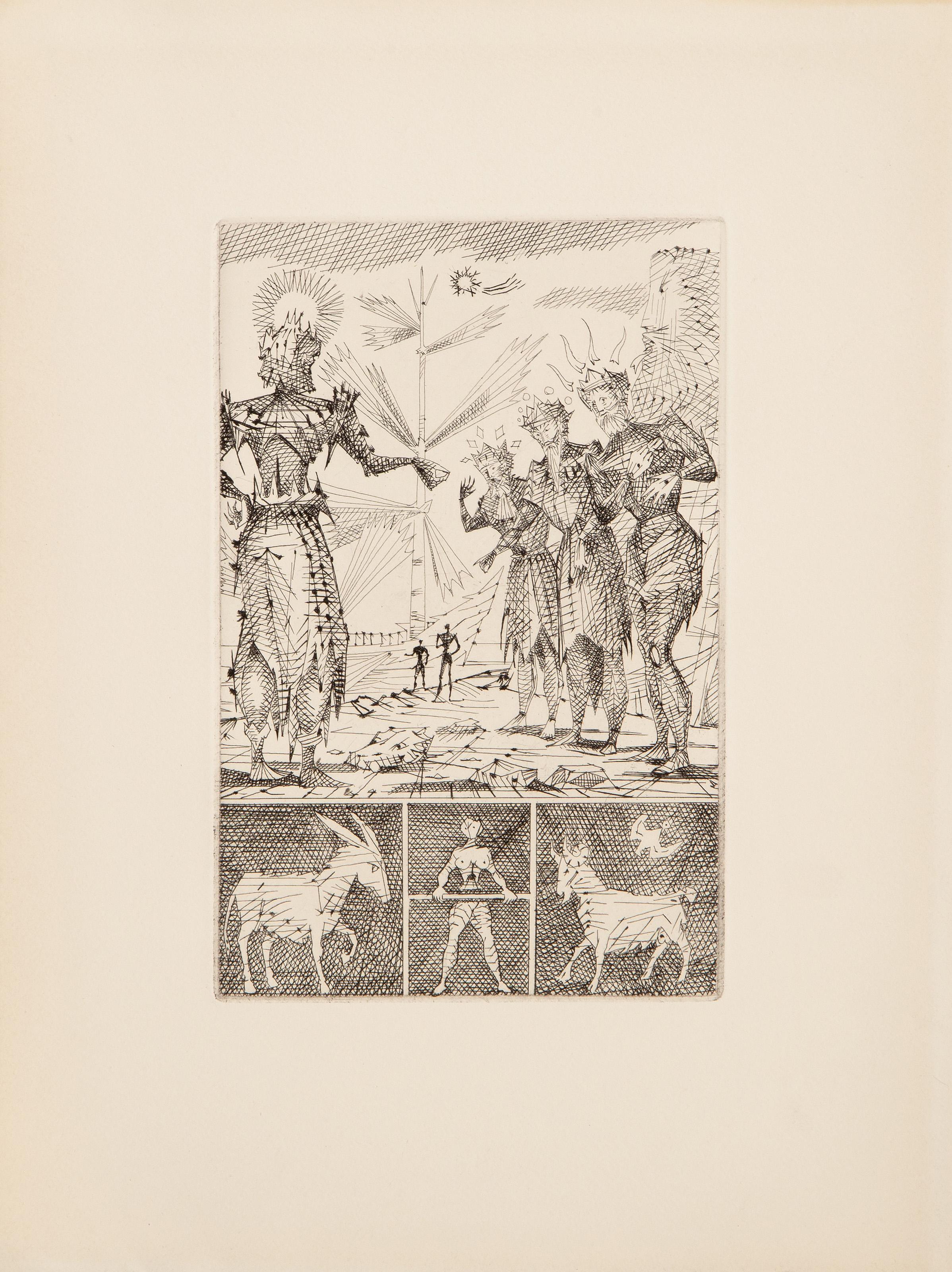 Le Taureau Blanc Plate V, Surrealist Etching by Lucien Coutaud For Sale 3