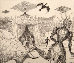 Le Taureau Blanc Plate VI, Surrealist Etching by Lucien Coutaud