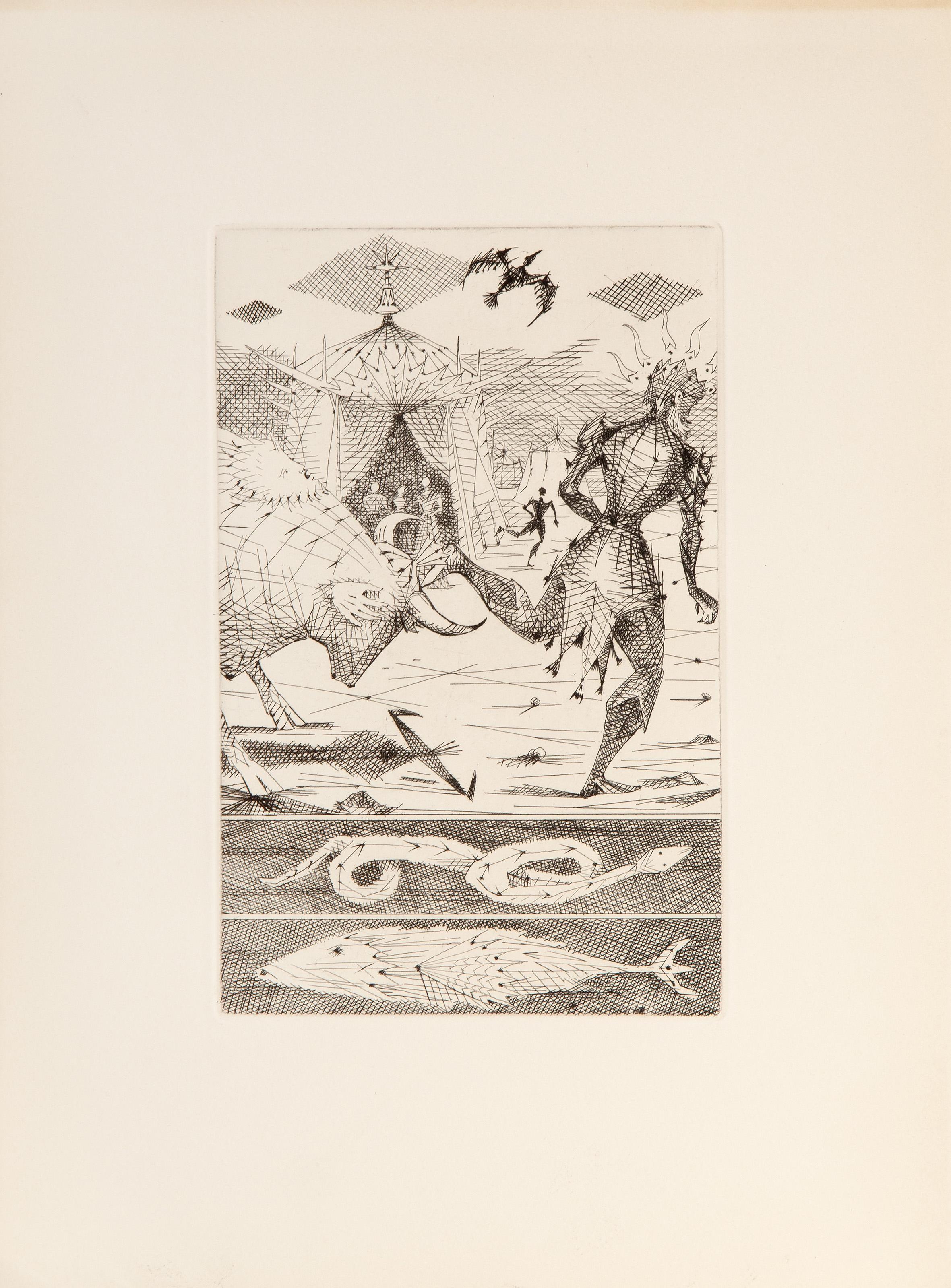 Le Taureau Blanc Plate VI, Surrealist Etching by Lucien Coutaud For Sale 3