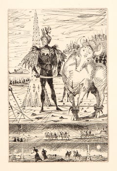 Le Taureau Blanc Plate X, Surrealist Etching by Lucien Coutaud