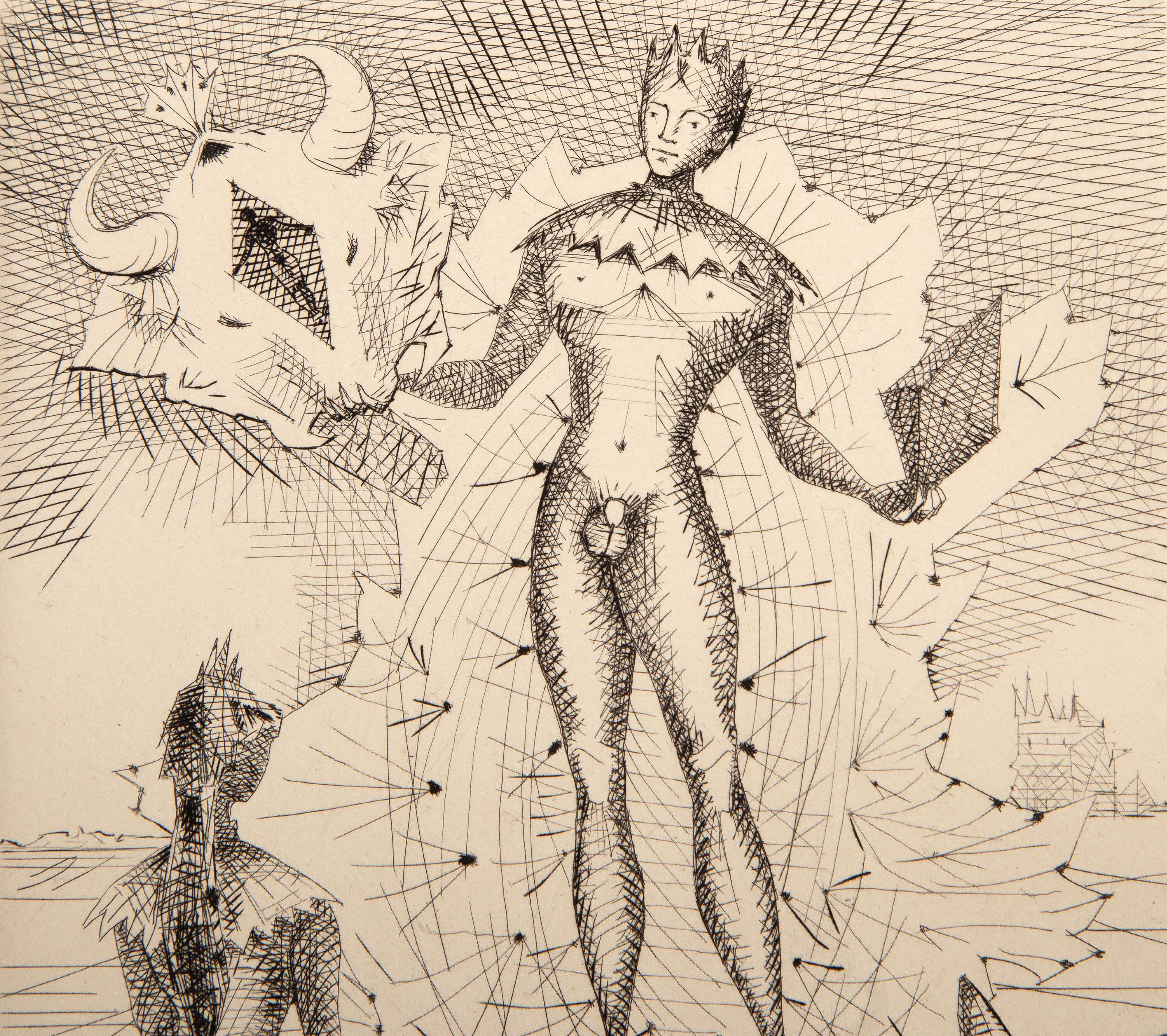 Le Taureau Blanc Plate XI, Surrealist Etching by Lucien Coutaud 1