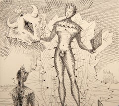 Le Taureau Blanc Plate XI, Surrealist Etching by Lucien Coutaud