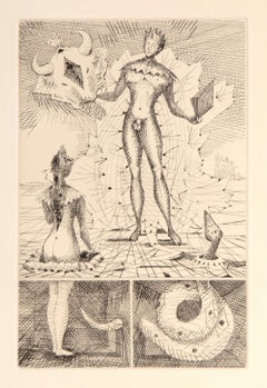 Le Taureau Blanc Plate XI, Surrealist Etching by Lucien Coutaud
