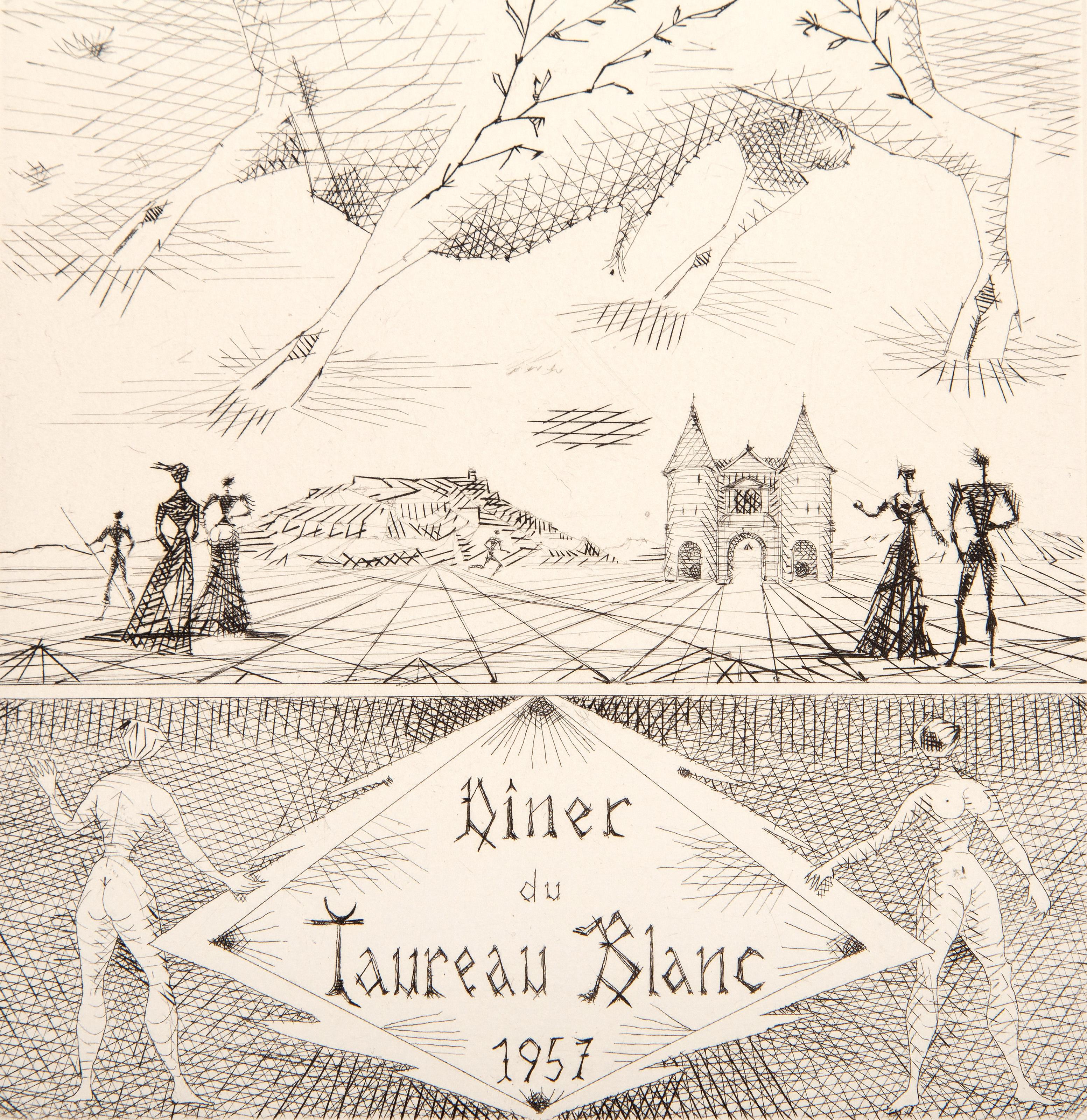 Le Taureau Blanc, aguafuerte surrealista de Lucien Coutaud en venta 3