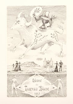 Le Taureau Blanc, Surrealist Etching by Lucien Coutaud
