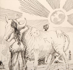Le Taureau Blanc V, Surrealist Etching by Lucien Coutaud