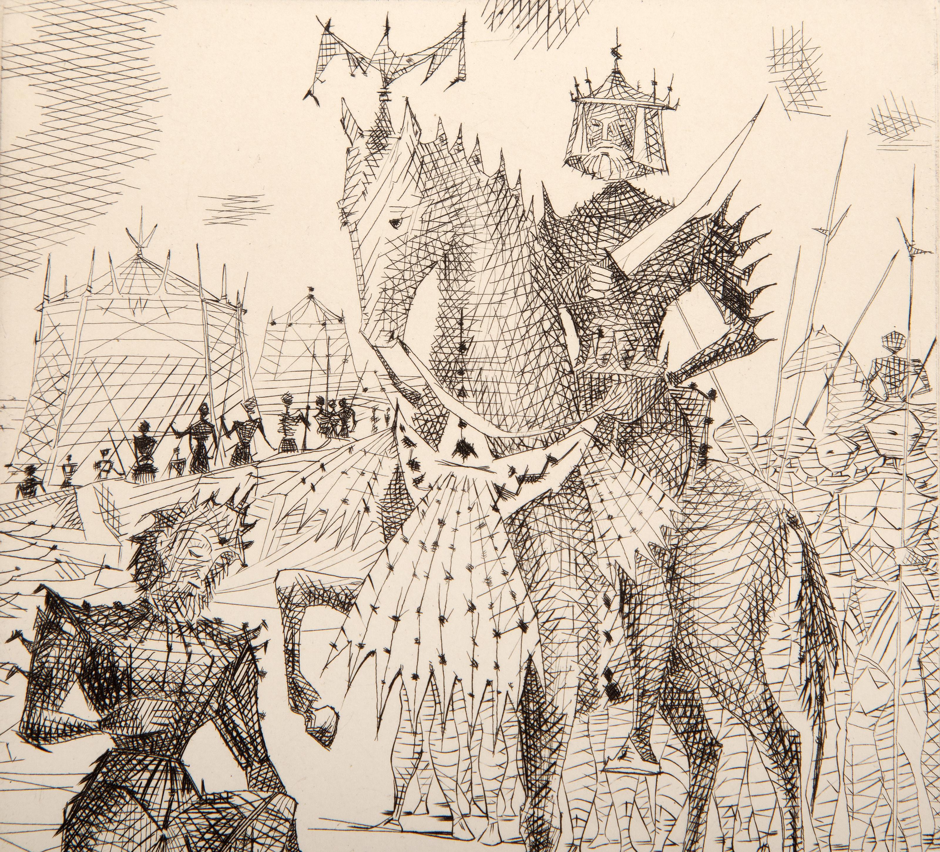 Le Taureau Blanc VI, Surrealist Etching by Lucien Coutaud For Sale 1