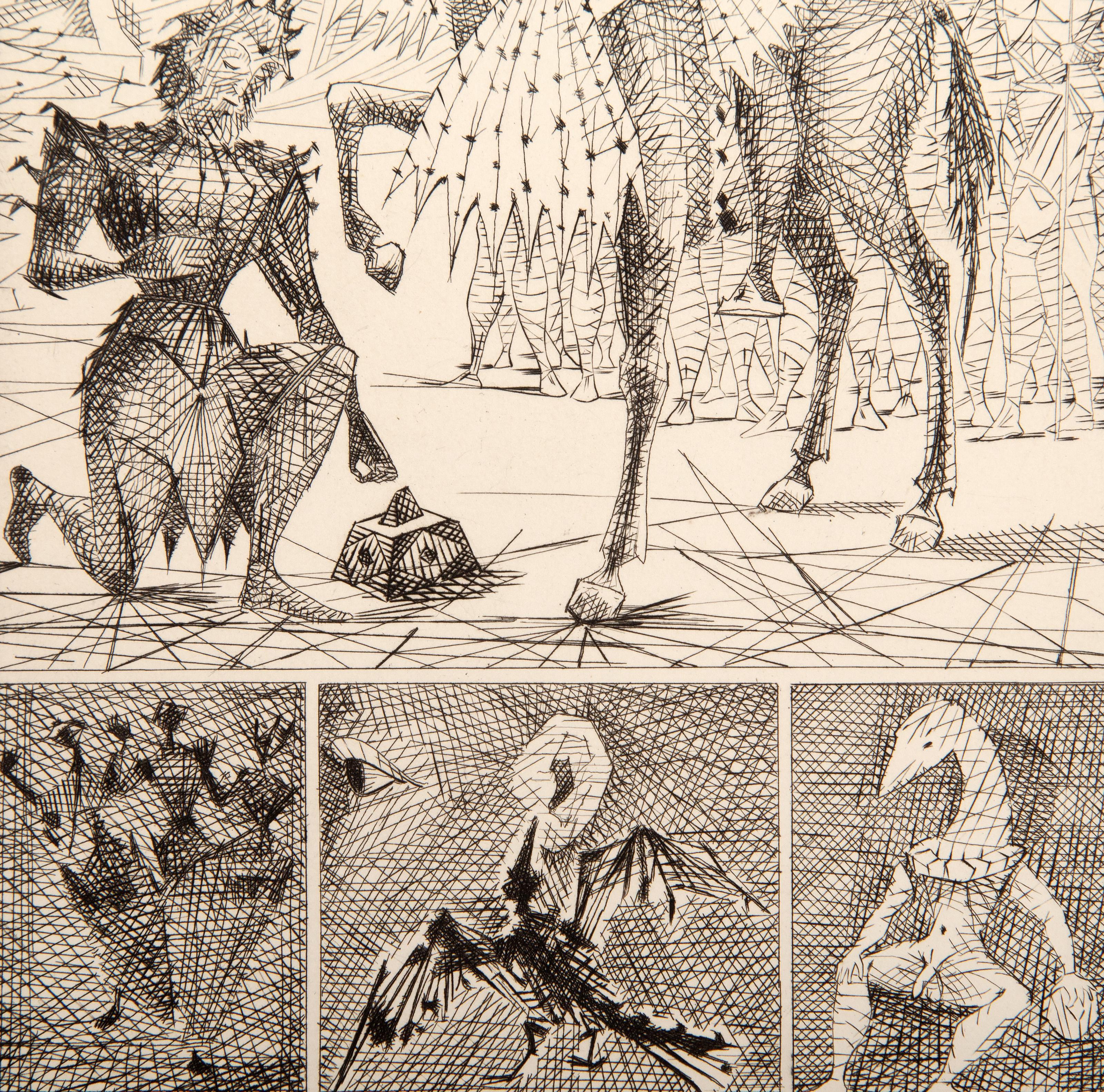 Le Taureau Blanc VI, Surrealist Etching by Lucien Coutaud For Sale 2