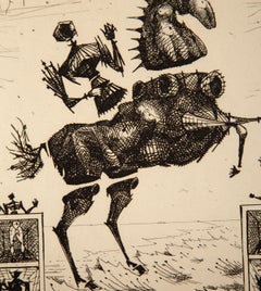 Man on Horse, Surrealist Etching by Lucien Coutaud