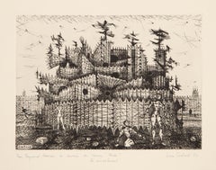Monument a la Lune, Surrealist Etching by Lucien Coutaud