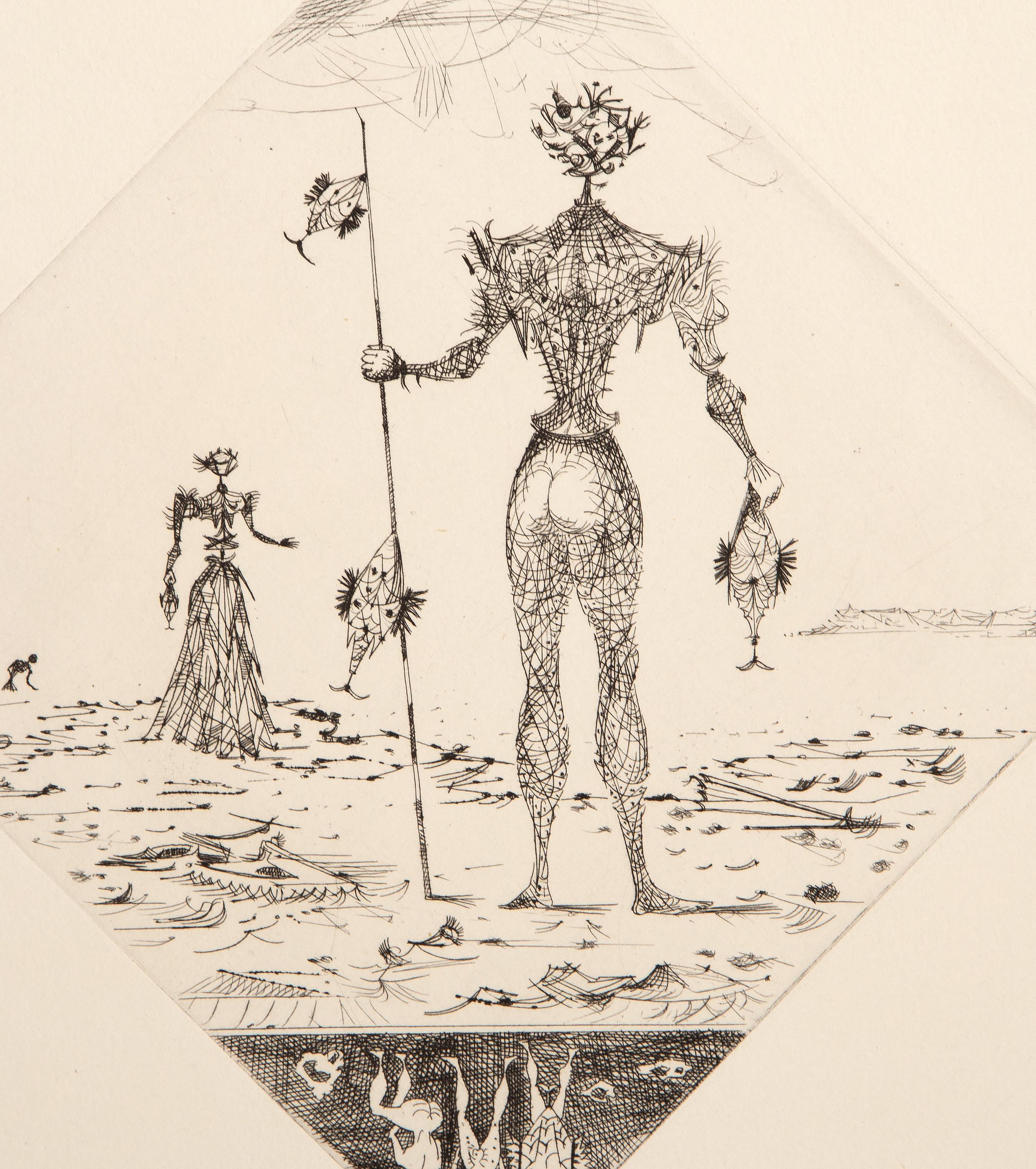 Personage Marie, aguafuerte surrealista de Lucien Coutaud 1