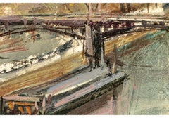 Lucien Delarue 'Francés, 1927 - 2011' Óleo sobre lienzo Escena del canal francés