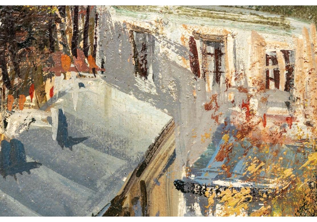 Hand-Painted Lucien DeLarue 'French, 1927 - 2011' Oil on Canvas French Canal Scene For Sale