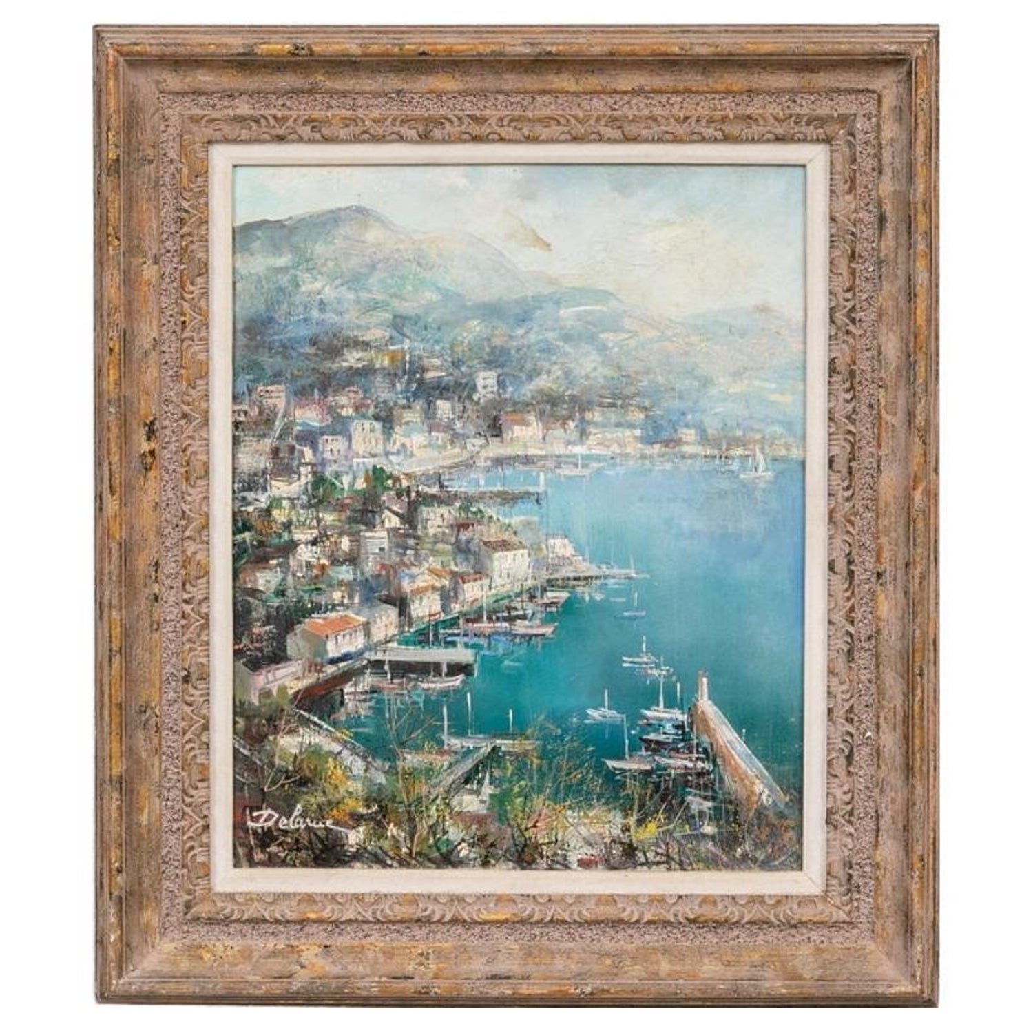 Lucien DeLarue 'French, 1927 - 2011' Oil on Canvas French Coastal Scene For  Sale at 1stDibs