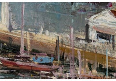 Lucien Delarue 'Francés, 1927 - 2011' Óleo sobre lienzo Escena portuaria francesa