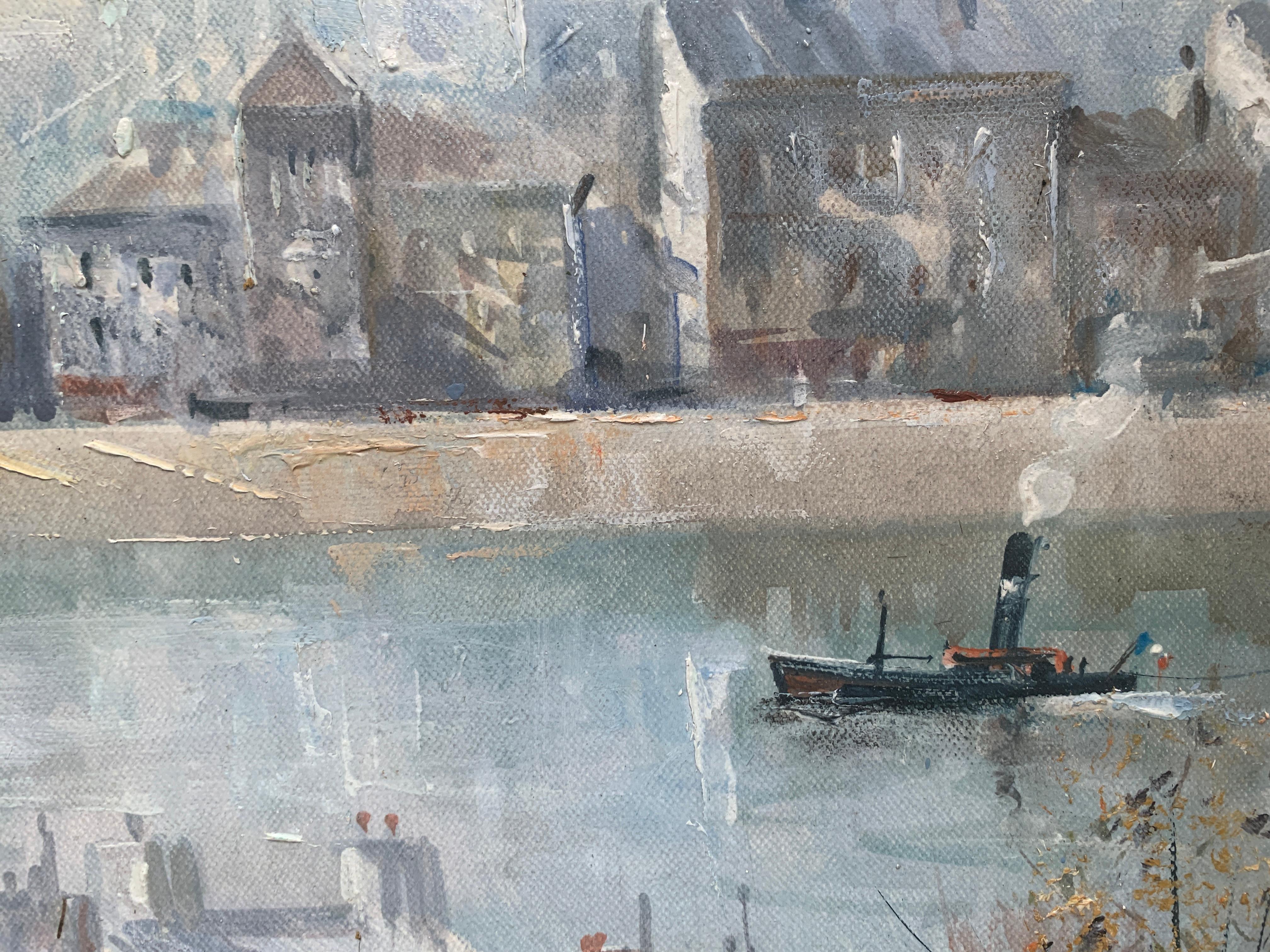 « Île St. Louis Paris », Lucien Delarue, impressionniste, Paris, 18x22, huile en vente 4