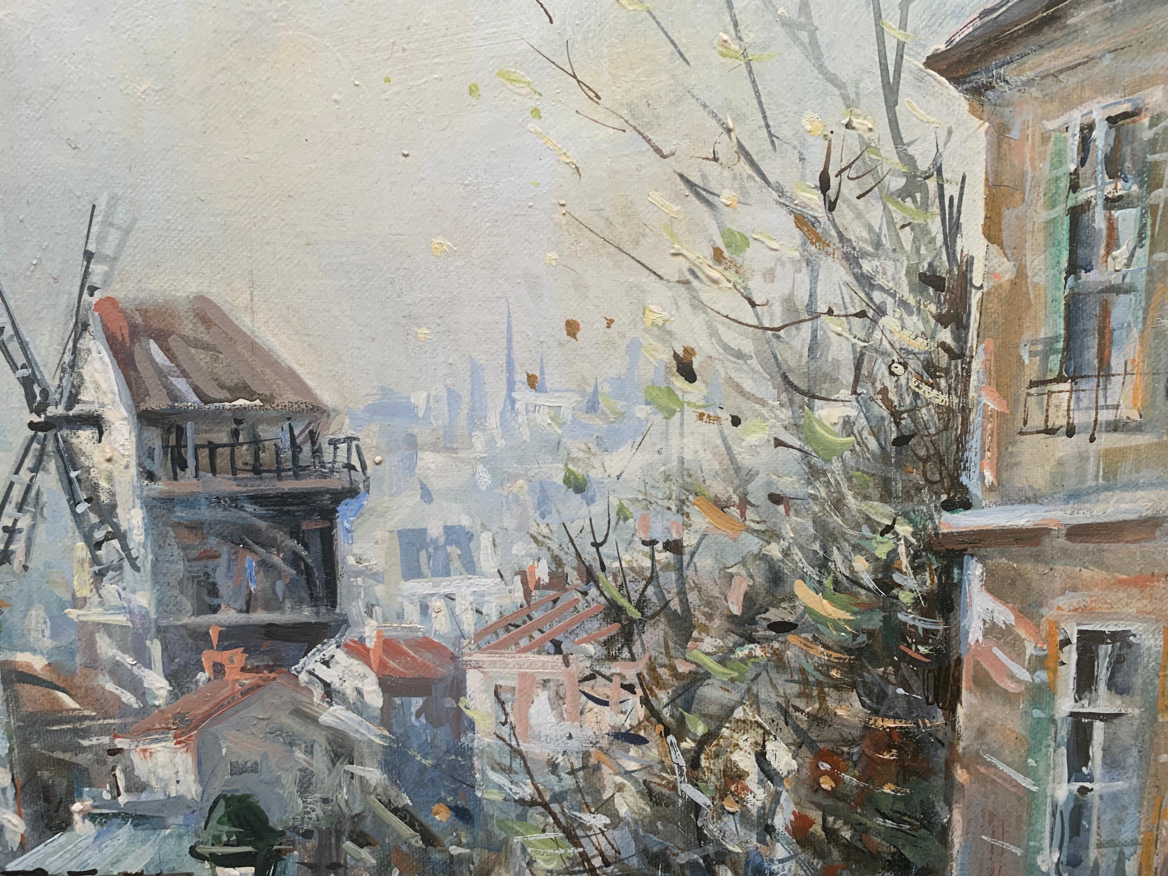« Le Moulin de la Galette », Lucien Delarue, impressionniste, Paris, 18x22, huile en vente 2