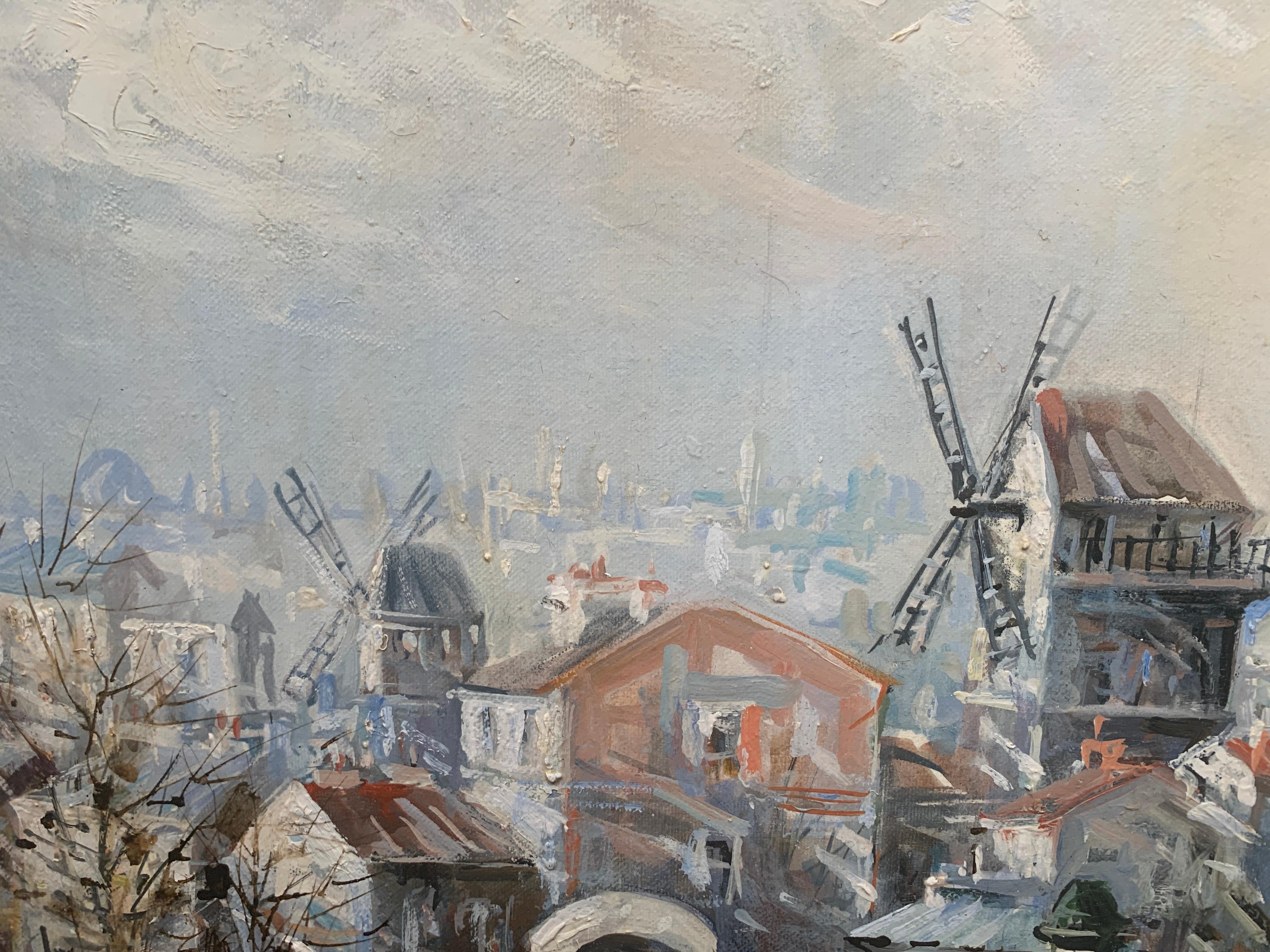 « Le Moulin de la Galette », Lucien Delarue, impressionniste, Paris, 18x22, huile en vente 3