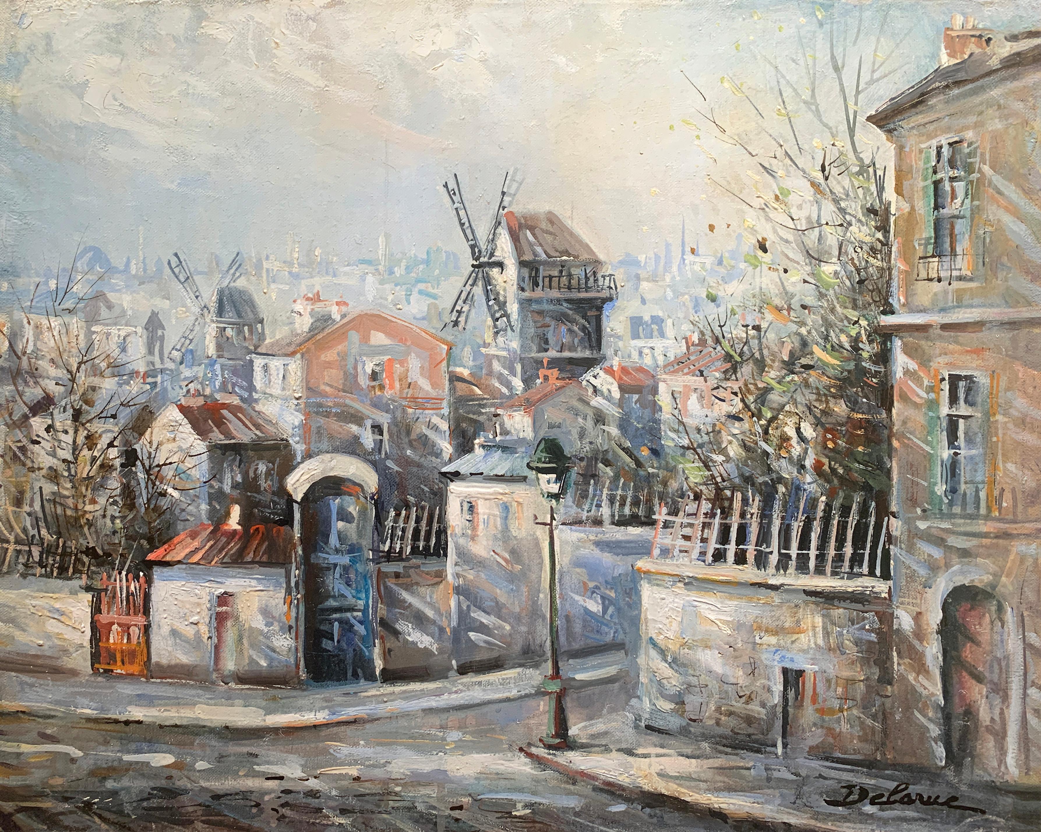 Lucien Delarue est connu dans le monde entier comme un artiste qui capture fidèlement l'atmosphère romantique de Paris. Son célèbre sujet des " toits de Montmarte ", ainsi que d'autres scènes parisiennes, complètent ses représentations romantiques