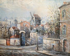 « Le Moulin de la Galette », Lucien Delarue, impressionniste, Paris, 18x22, huile