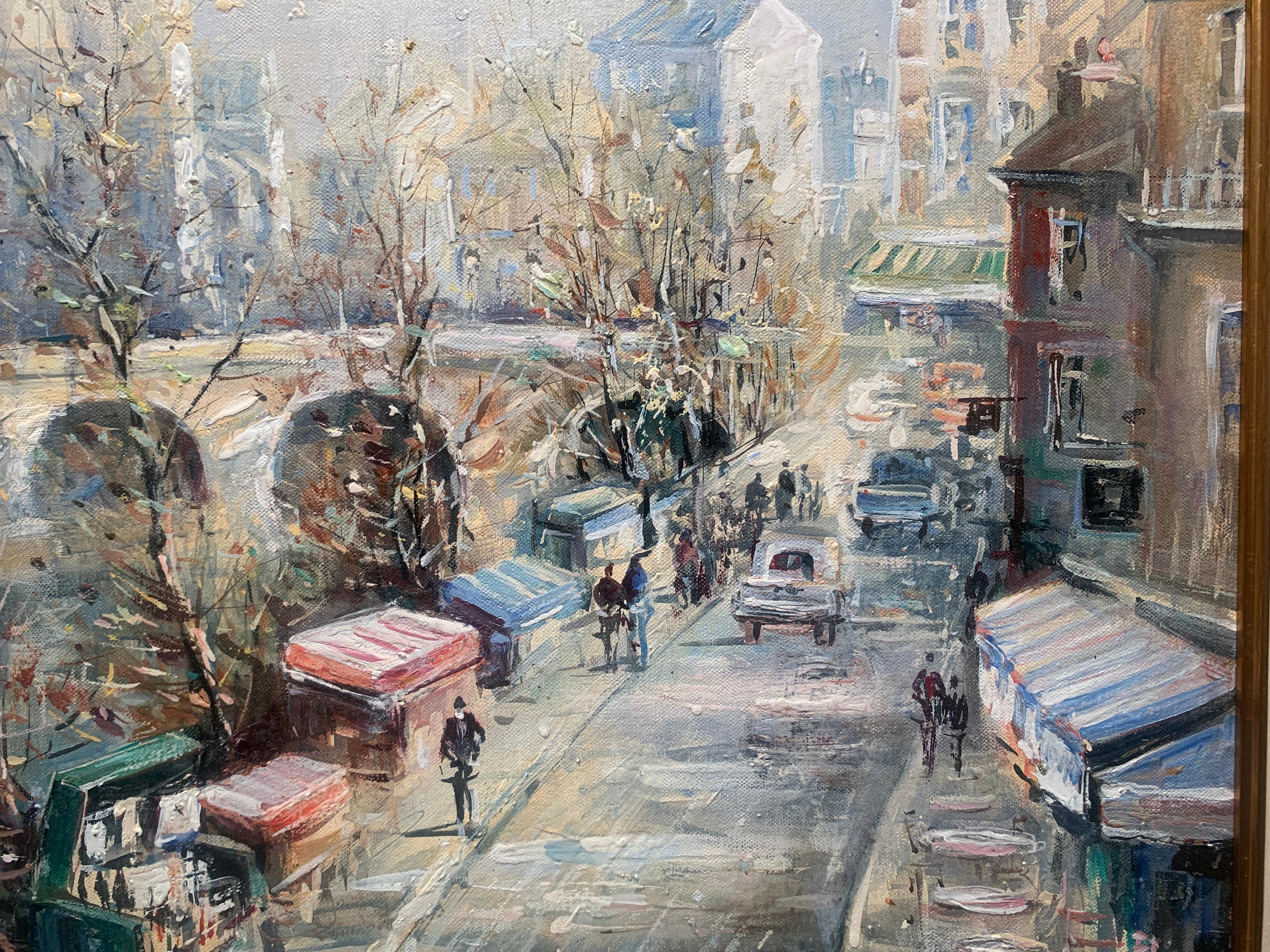 « Le Port St. Michael, Paris », Lucien Delarue, impressionniste, 21x28, huile originale en vente 2