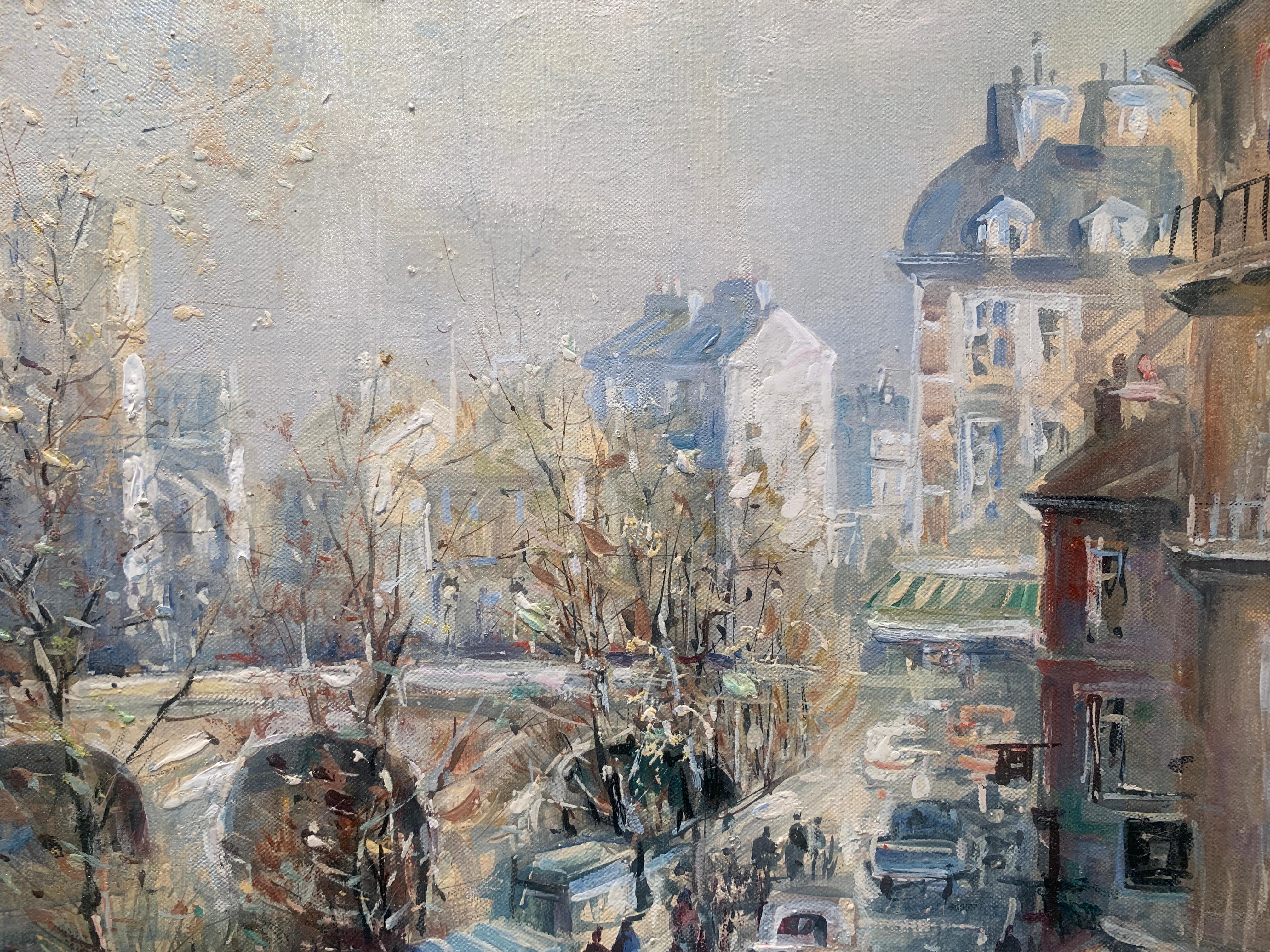 « Le Port St. Michael, Paris », Lucien Delarue, impressionniste, 21x28, huile originale en vente 5