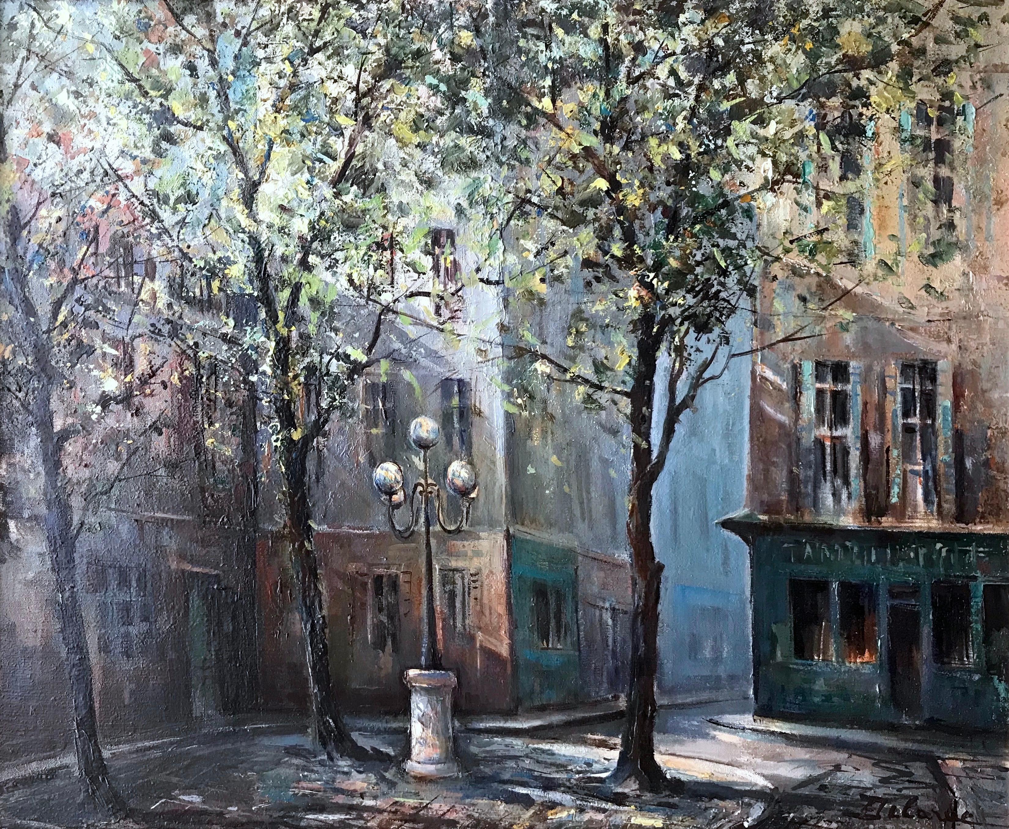 Lucien Delarue was born on November 10th, 1925 in Paris. He studied at the studios of Grande Chaumiere, Paris and was a pupil of Maitre Yves Brayer.  He is best know as a French Impressionist.  He loved to paint the streets of Paris with its