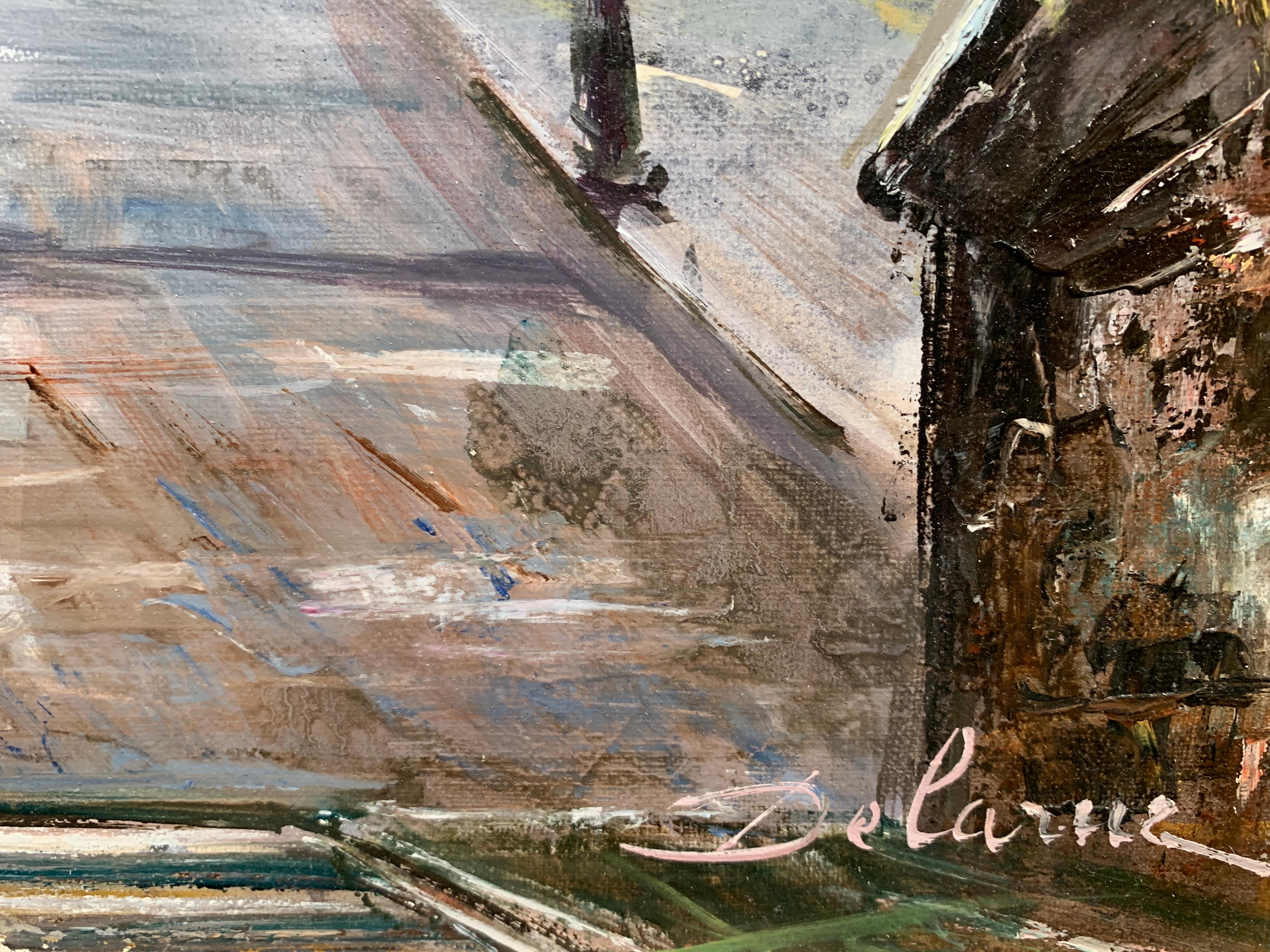 « Paris Streets », Lucien Delarue, paysage impressionniste, 22 x 18 cm, huile originale en vente 1