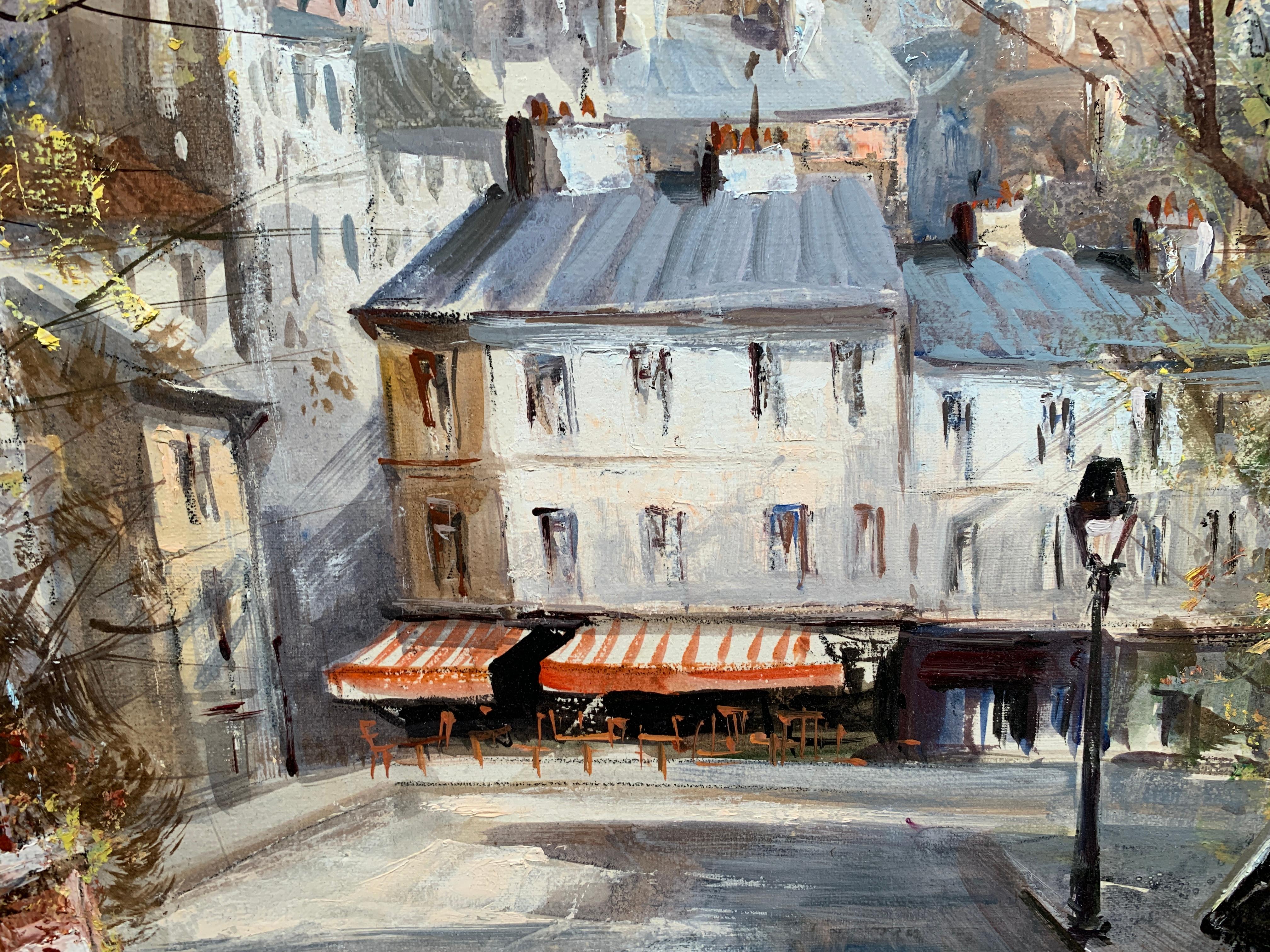 « Paris Streets », Lucien Delarue, paysage impressionniste, 22 x 18 cm, huile originale en vente 2