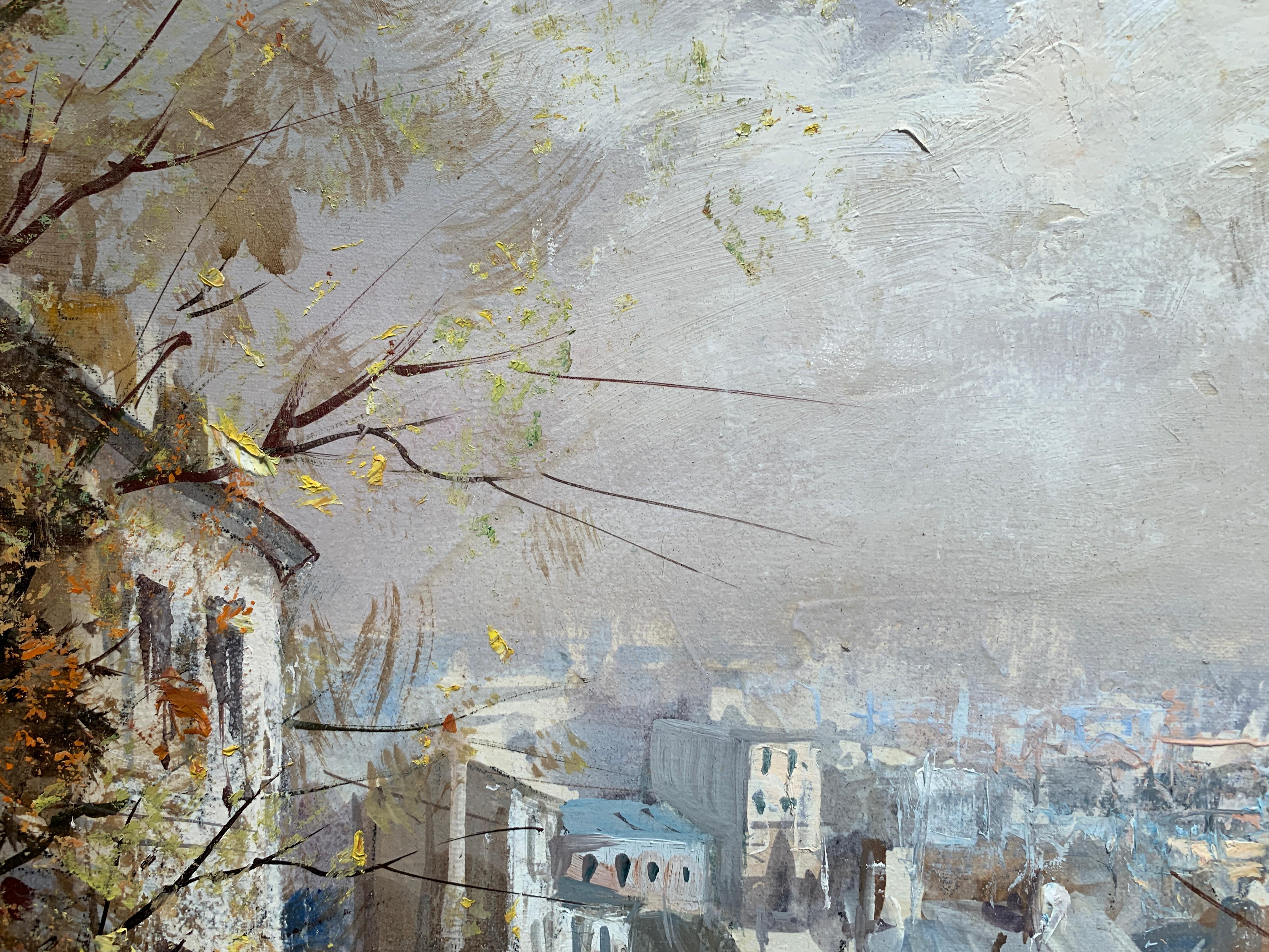 « Paris Streets », Lucien Delarue, paysage impressionniste, 22 x 18 cm, huile originale en vente 3