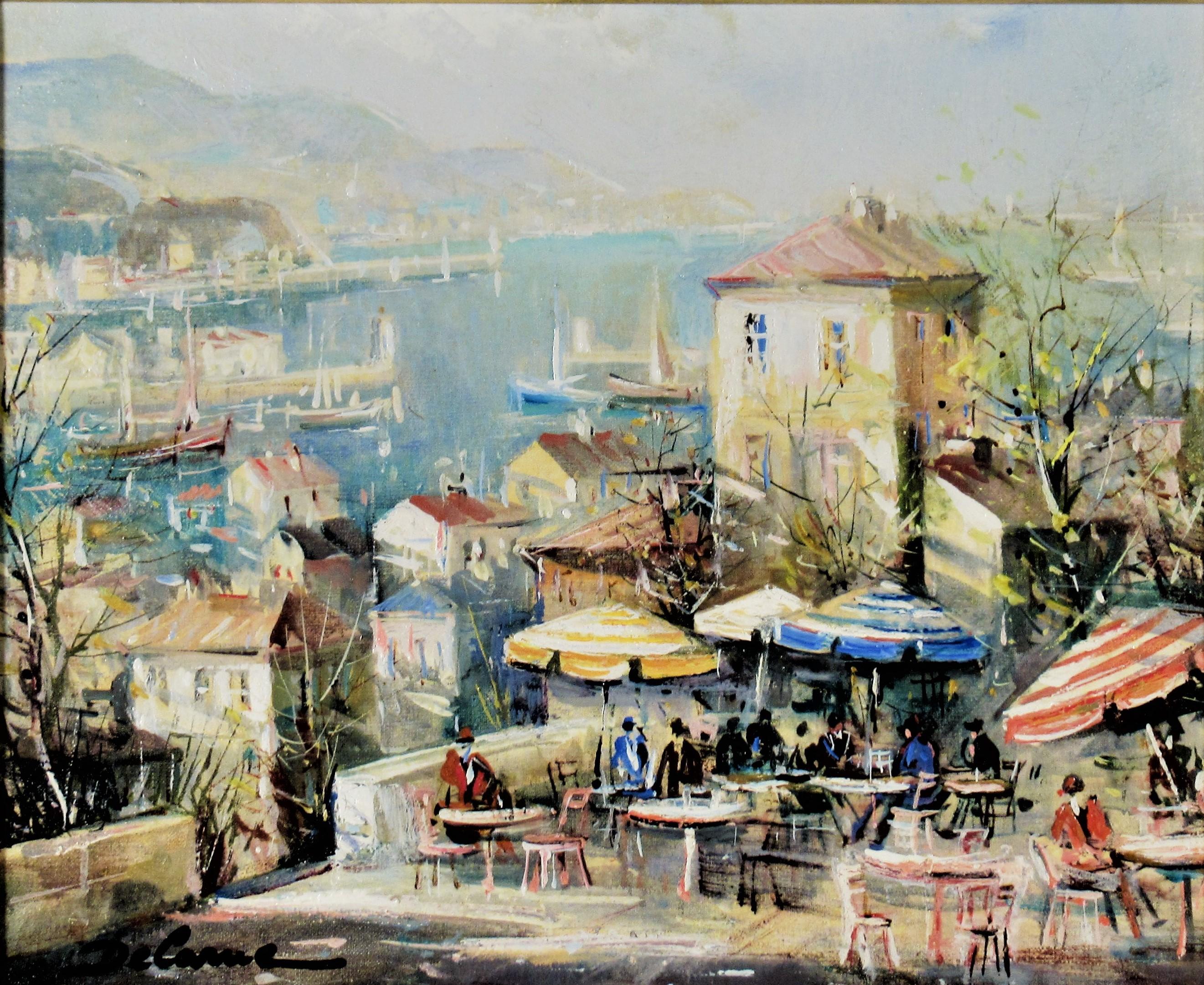 Port de Menton (Harbor of Menton) - Painting by Lucien Delarue