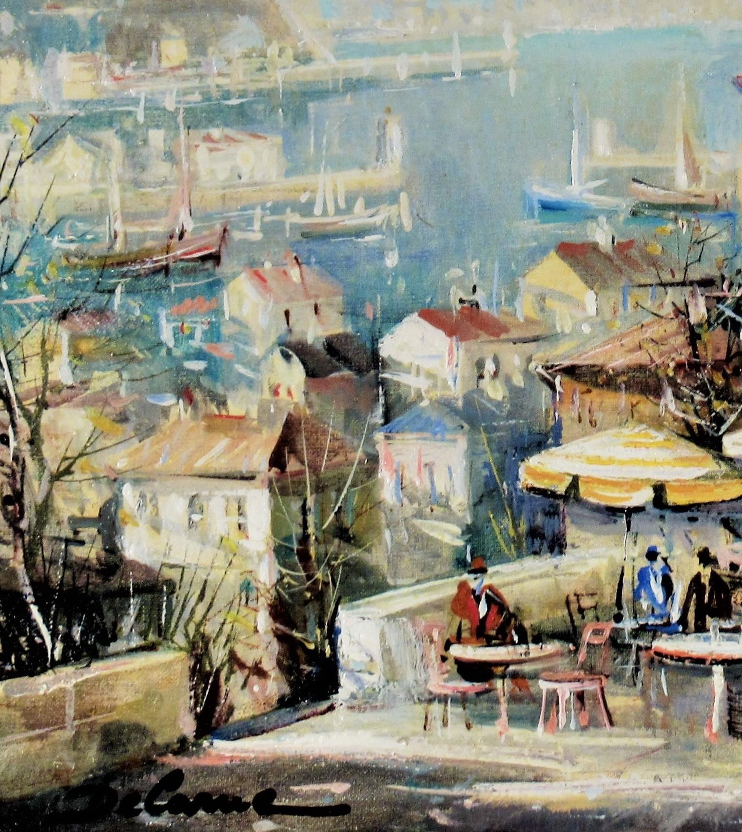 Port de Menton (Harbor of Menton) - Impressionist Painting by Lucien Delarue