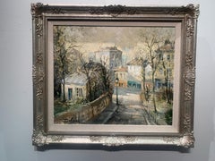 "Rue Lepic", Lucien Delarue, Paris Rooftops, Impressionist, 24x19, Original Oil