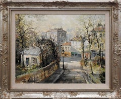 "Rue Lepic", Lucien Delarue, Paris Rooftops, Impressionist, 24x19, Original Oil