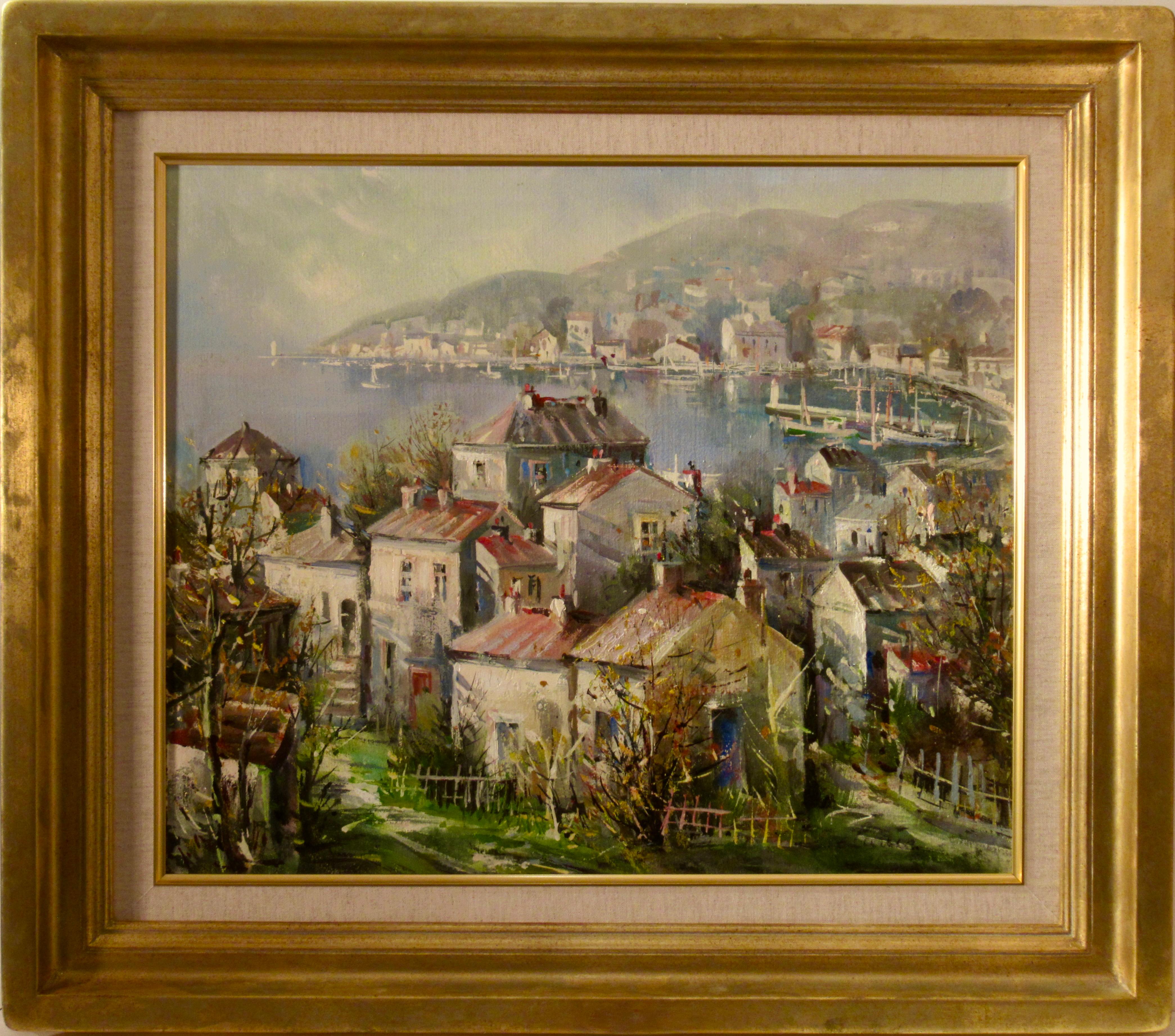 Lucien Delarue Figurative Painting - Village d'Eze A.M. ( for Alpes Maritimes)