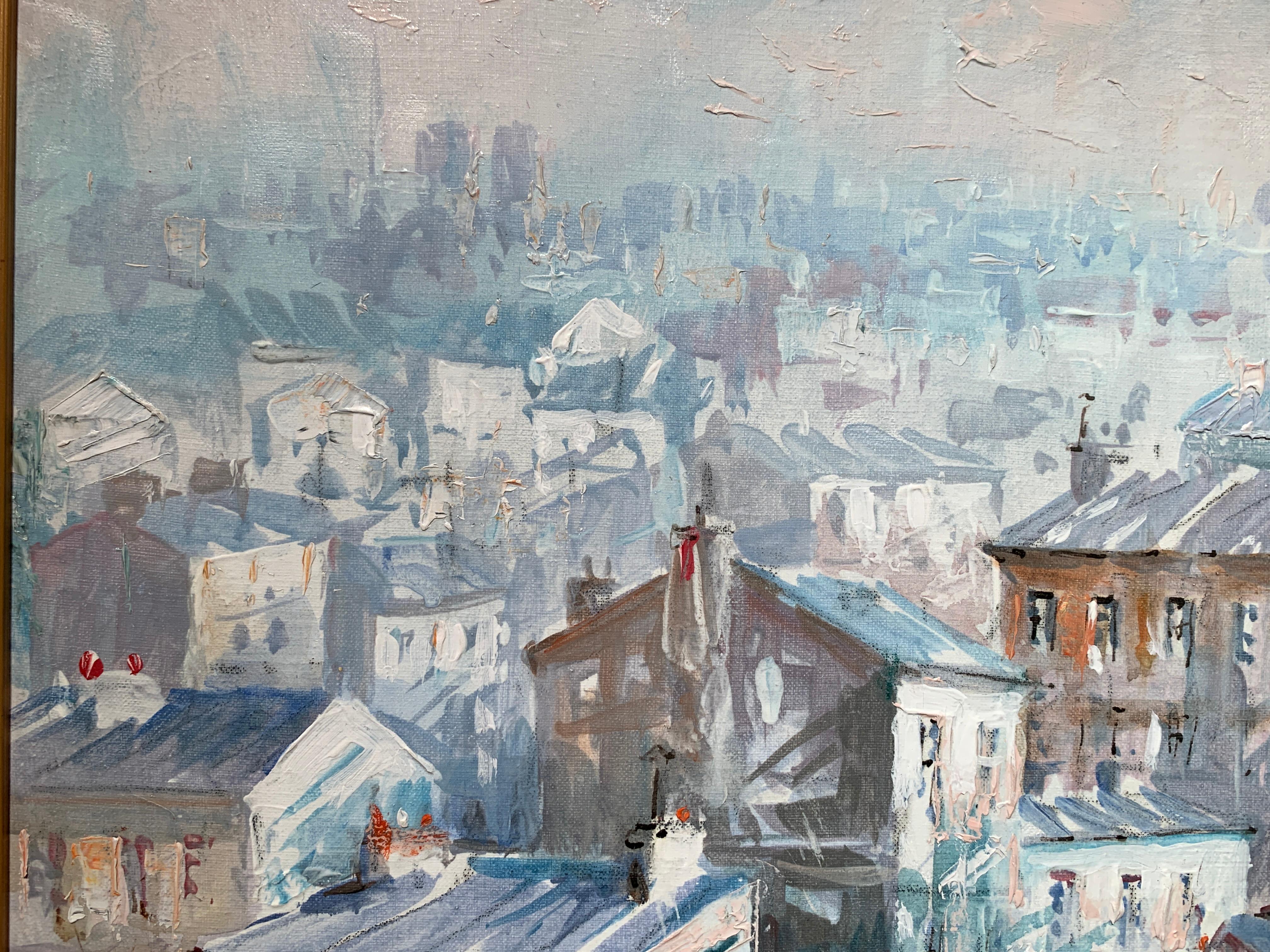 « Vue Sur Montmartre », Lucien Delarue, impressionniste, Paris, 22 x 18, huile originale en vente 5